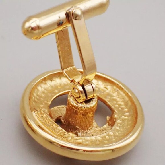 CHANEL CC Logo Round Cufflinks Gold-Plated GHW Accessory 62RL074 - Picture 4 of 11
